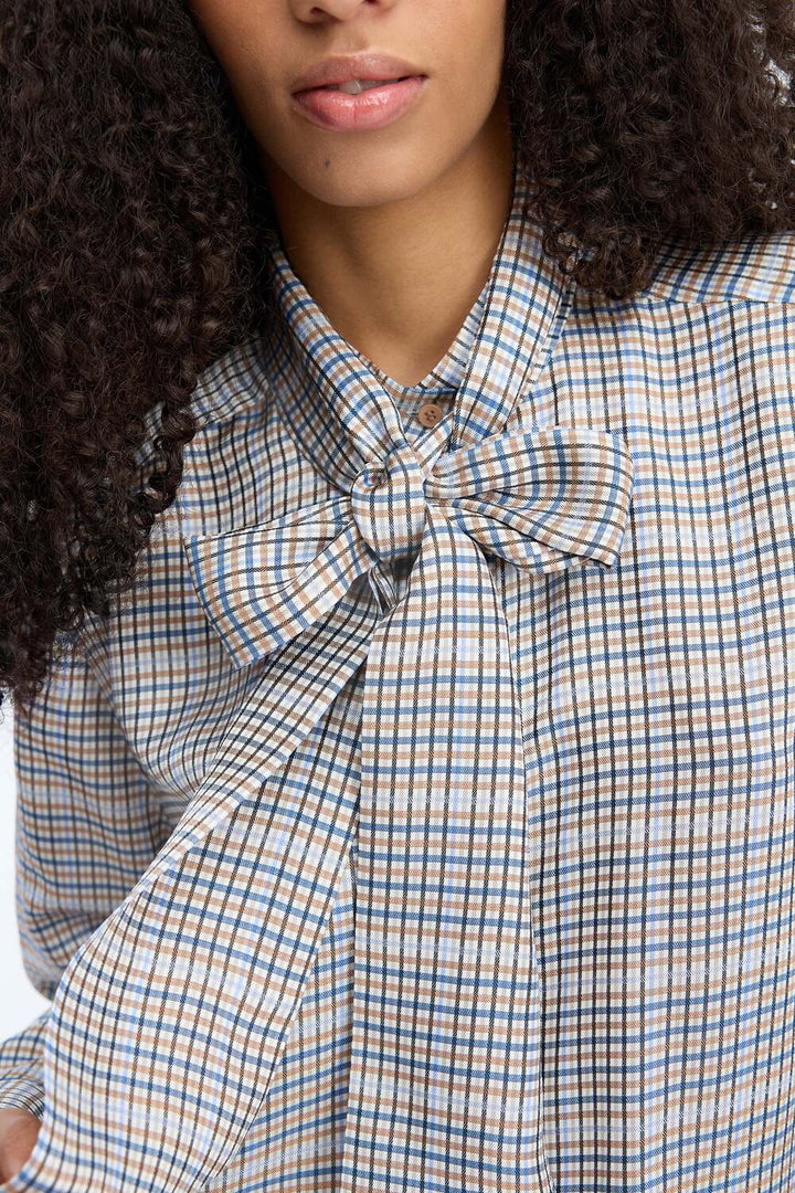 MUNTHE Veiling Blouse – Blauw-100% Viscose-DAMES TOPS & BLOUSES-Blauw