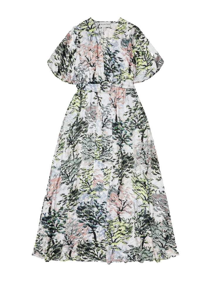 MUNTHE VENCER jurk-65% Viscose(Ecovero)35% Silk-DAMES JURKEN-Groen