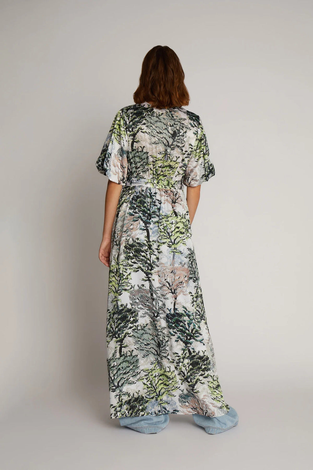 MUNTHE VENCER jurk-65% Viscose(Ecovero)35% Silk-DAMES JURKEN-Groen