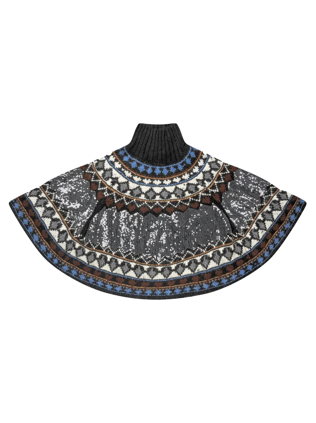 MUNTHE VERST Gebreide Poncho – Zwart-50% polyacryl, 28% polyamide, 14% wol, 8% alpaca-DAMES TRUIEN & VESTEN-Zwart