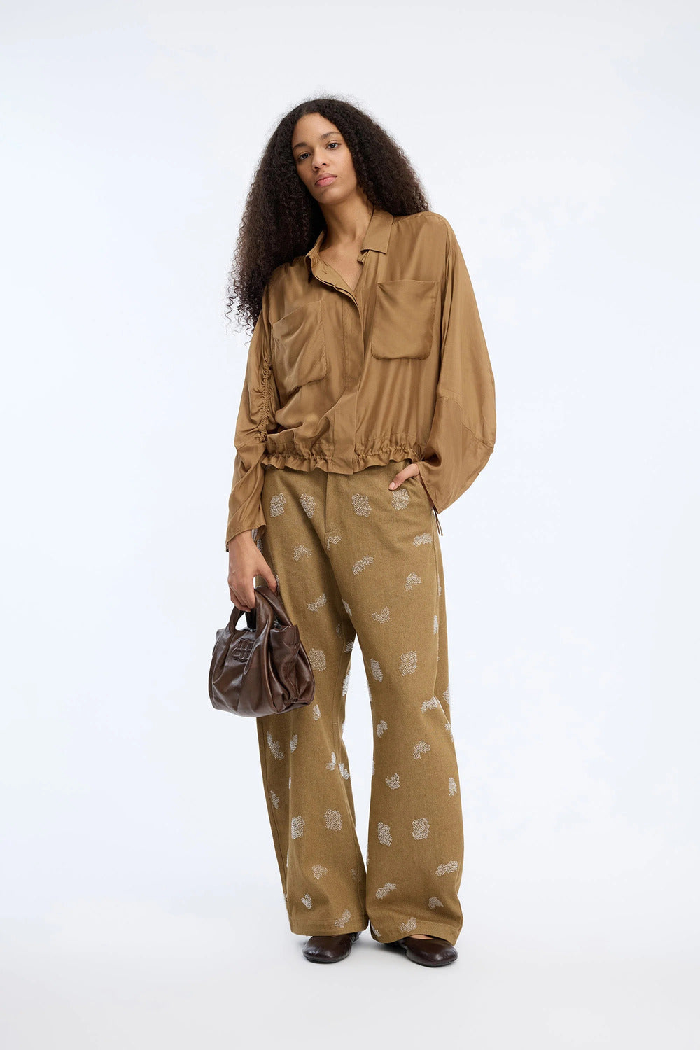 MUNTHE Vigil Blouse – Goud-80% viscose, 20% zijde-DAMES TOPS & BLOUSES-Goud