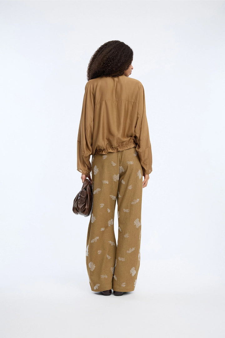 MUNTHE Vigil Blouse – Goud-80% viscose, 20% zijde-DAMES TOPS & BLOUSES-Goud