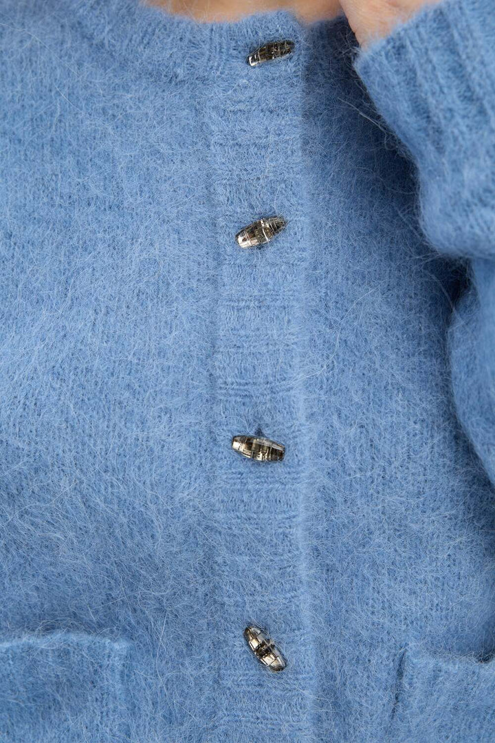 MUNTHE Vovilla Vest – Blauw-55% alpaca, 19% polyamide, 24% polyacryl, 2% elasthaan-DAMES TRUIEN & VESTEN-Blauw