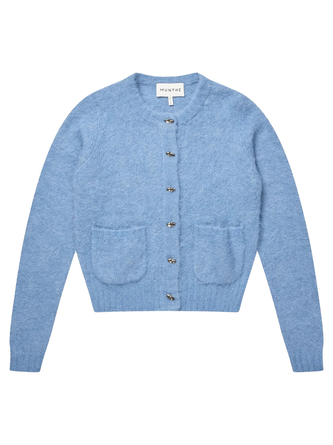 MUNTHE Vovilla Vest – Blauw-55% alpaca, 19% polyamide, 24% polyacryl, 2% elasthaan-DAMES TRUIEN & VESTEN-Blauw