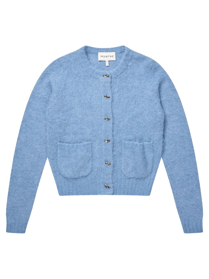 MUNTHE Vovilla Vest – Blauw-55% alpaca, 19% polyamide, 24% polyacryl, 2% elasthaan-DAMES TRUIEN & VESTEN-Blauw