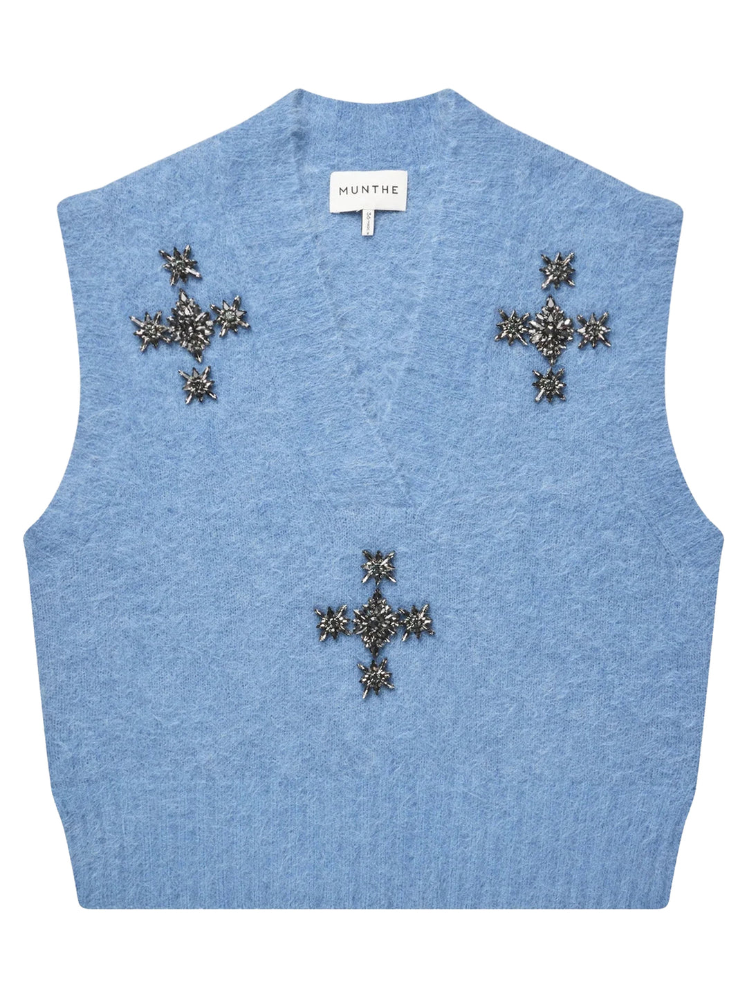 MUNTHE Vurulia Spencer – Blauw-55% alpaca, 19% polyamide, 24% Polyacryl, 2% elasthaan-DAMES TRUIEN & VESTEN-Blauw