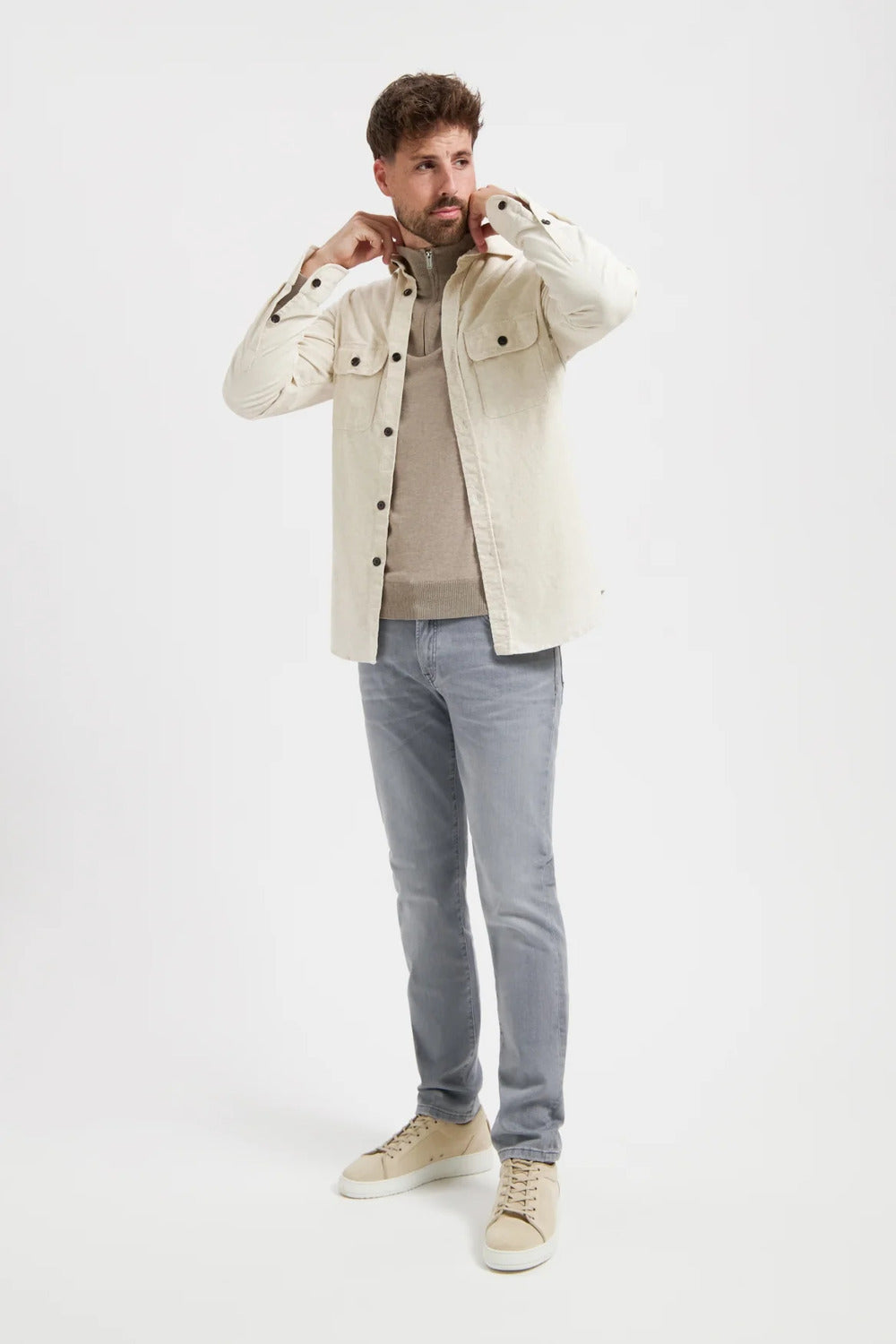 North84 5‑Pocket Graphite Denim – Grijs-92% katoen, 6% elastisch polyamide, 2% elastaan-HEREN BROEKEN-Grijs