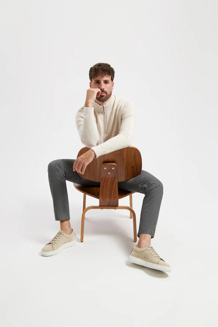 NORTH84 Chino Wool Look – Middelgrijs-57% katoen, 27% polyester, 13% viscose, 3% elasthaan-HEREN BROEKEN-Grijs