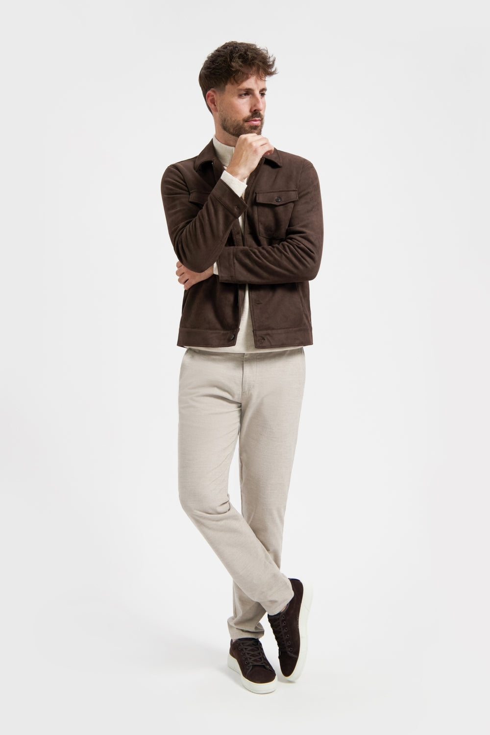 NORTH84 Travel Wool Look Chino – Beige-57% katoen, 27% polyester, 13% viscose, 3% elastaan-HEREN BROEKEN-Beige
