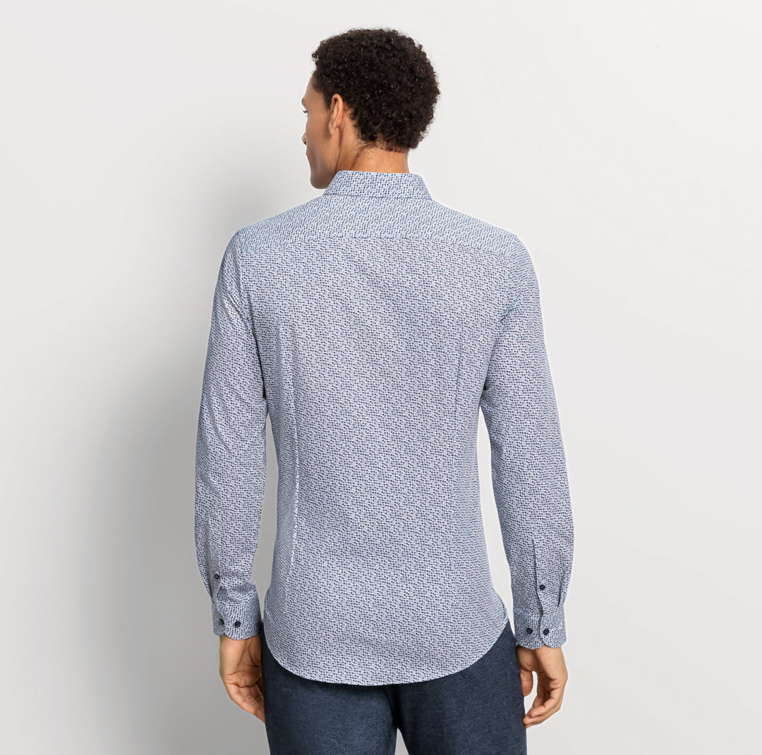 Olmyp extra lange mouw body fit-64% Katoen<br />27% Polyester<br />9% Elasthan-HEREN SHIRTS-Blauw