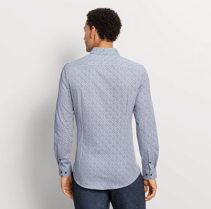 Olmyp extra lange mouw body fit-64% Katoen<br />27% Polyester<br />9% Elasthan-HEREN SHIRTS-Blauw