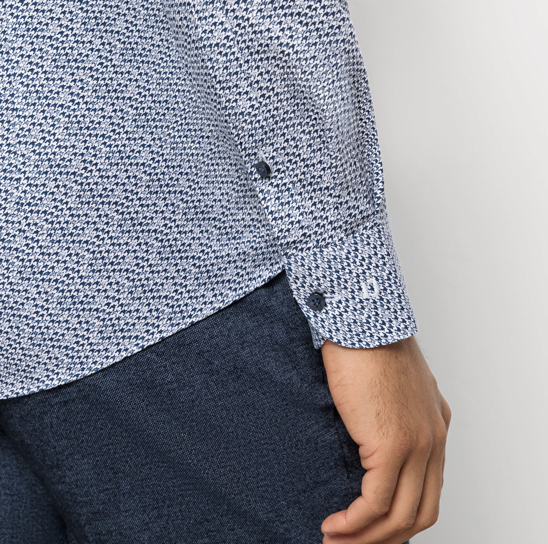 Olmyp extra lange mouw body fit-64% Katoen<br />27% Polyester<br />9% Elasthan-HEREN SHIRTS-Blauw