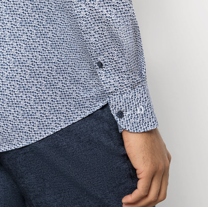 Olmyp extra lange mouw body fit-64% Katoen<br />27% Polyester<br />9% Elasthan-HEREN SHIRTS-Blauw