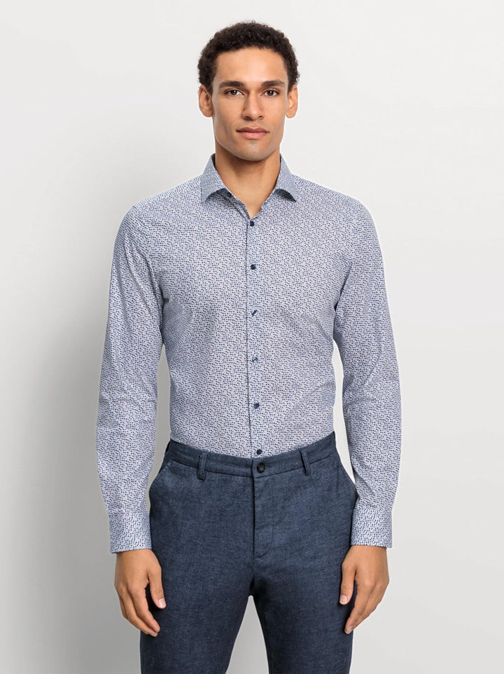 Olmyp extra lange mouw body fit-64% Katoen<br />27% Polyester<br />9% Elasthan-HEREN SHIRTS-Blauw