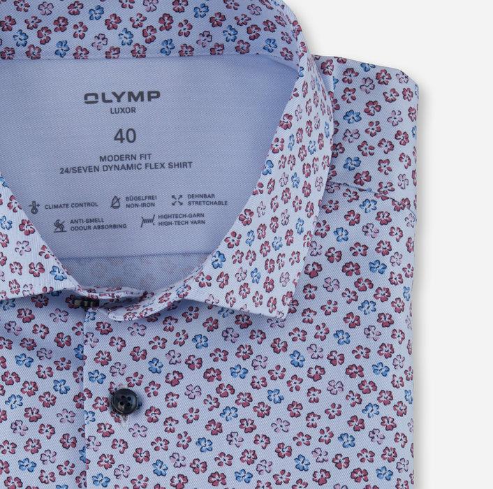 OLYMP 24/7 modern fit shirt-64% katoen, 27% polyester, 9% elasthaan-HEREN SHIRTS-Blauw