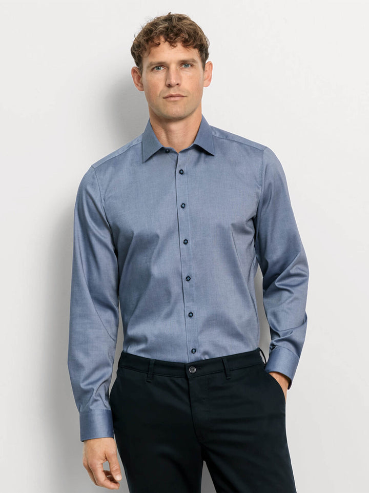 Olymp body fit extra lange mouw-97% katoen/ 3% elastolefine (®XLANCE)-HEREN SHIRTS-Blauw