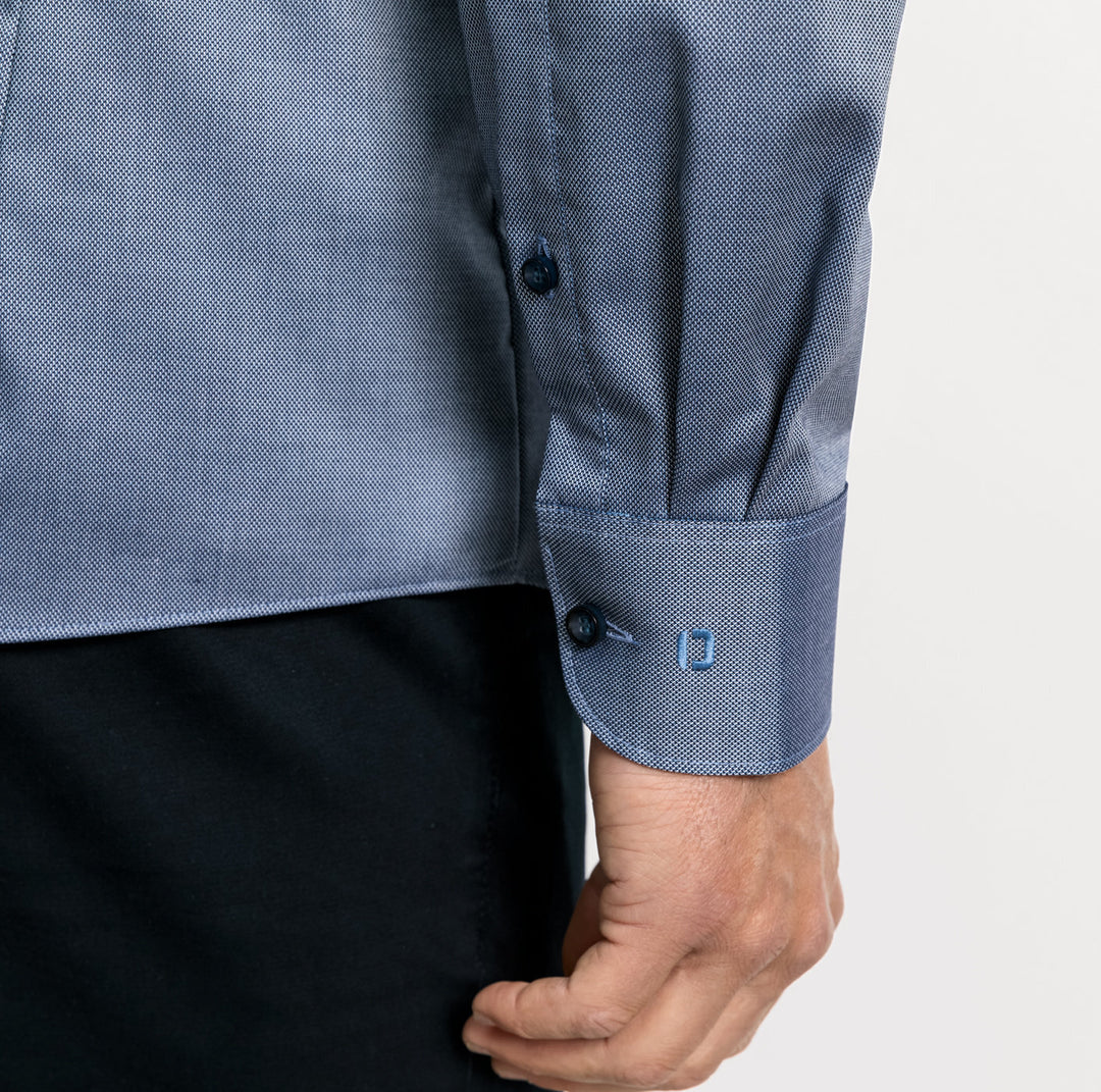 Olymp body fit extra lange mouw-97% katoen/ 3% elastolefine (®XLANCE)-HEREN SHIRTS-Blauw