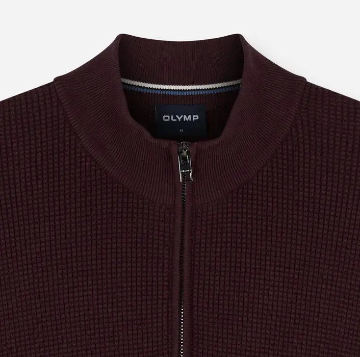 OLYMP Casual Half Zip Trui – Rood-89% katoen, 11% polyamide-HEREN TRUIEN & VESTEN-Rood