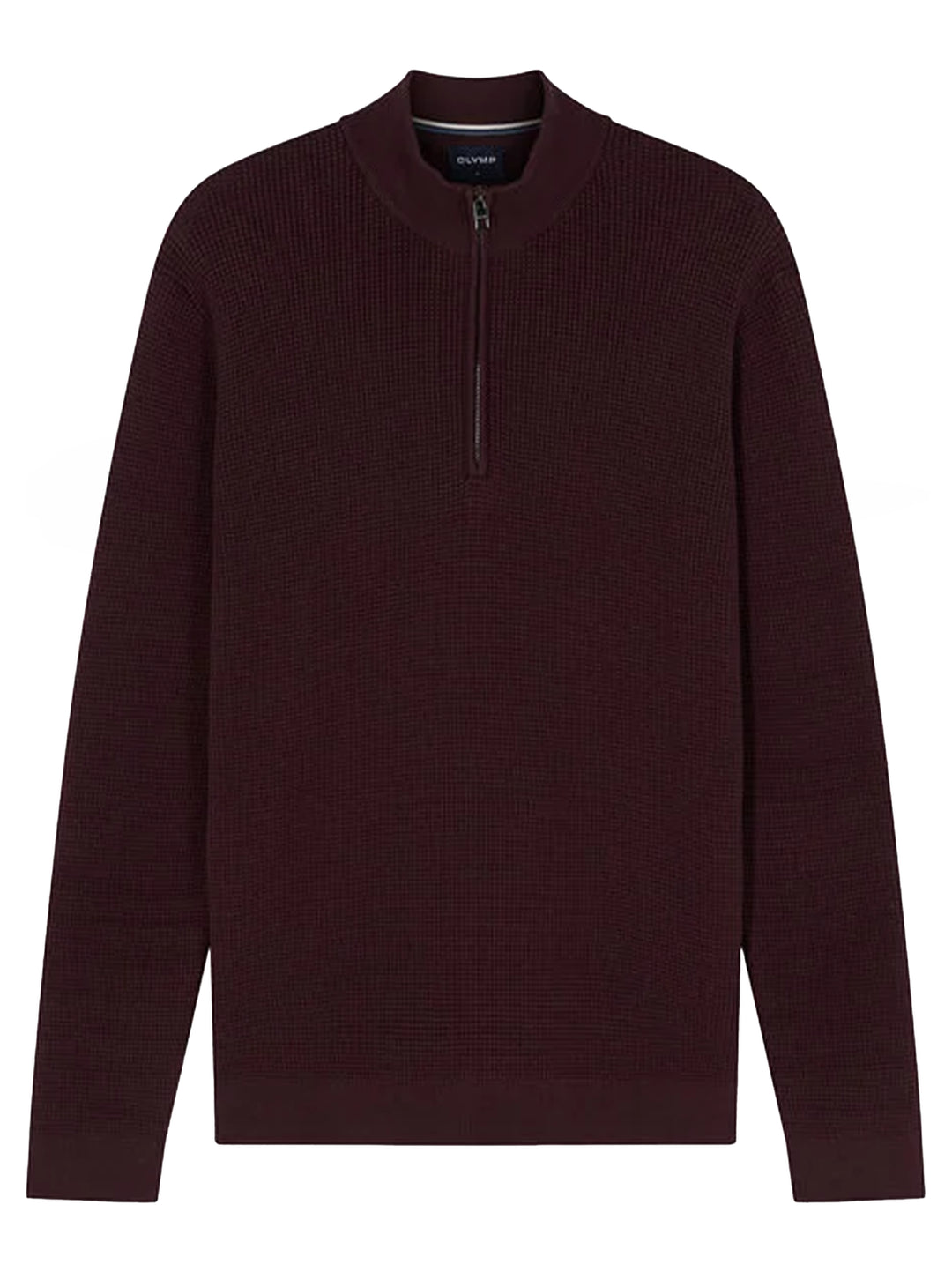 OLYMP Casual Half Zip Trui – Rood-89% katoen, 11% polyamide-HEREN TRUIEN & VESTEN-Rood
