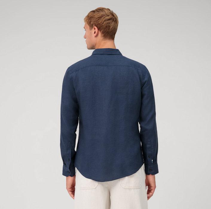 OLYMP casual shirt regular fit-100% linnen-HEREN SHIRTS-Blauw