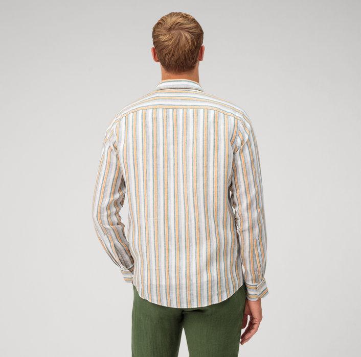 OLYMP casual shirt regular fit-100% linnen-HEREN SHIRTS-Groen