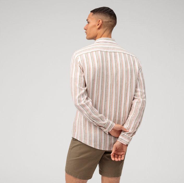 OLYMP casual shirt regular fit-100% linnen-HEREN SHIRTS-Rood