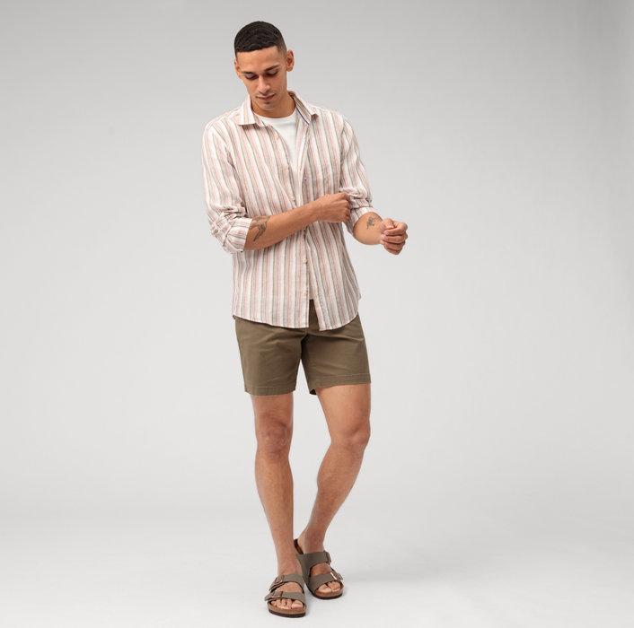 OLYMP casual shirt regular fit-100% linnen-HEREN SHIRTS-Rood