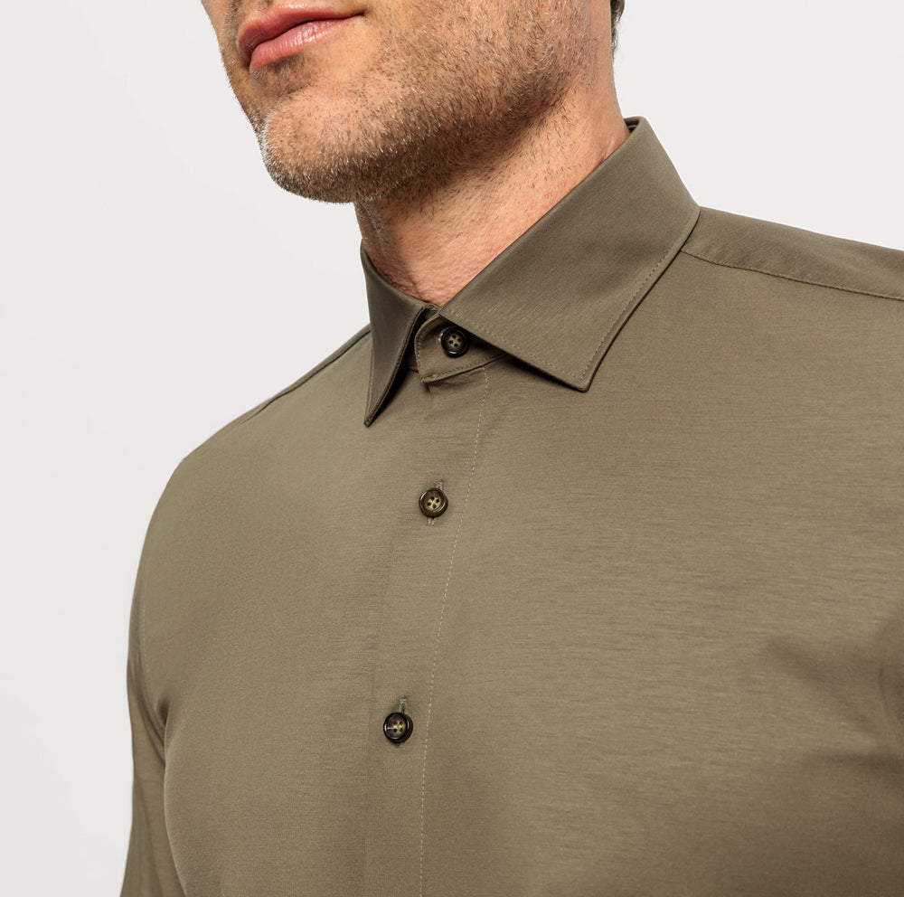 OLYMP extra lange mouw body fit-92% Katoen<br />8% Elasthaan-HEREN SHIRTS-Groen