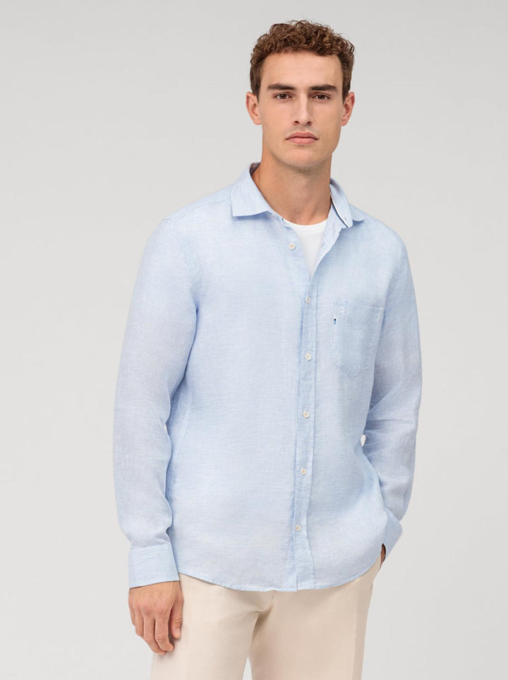OLYMP Kent casual regular fit-100% linnen-HEREN SHIRTS-Blauw