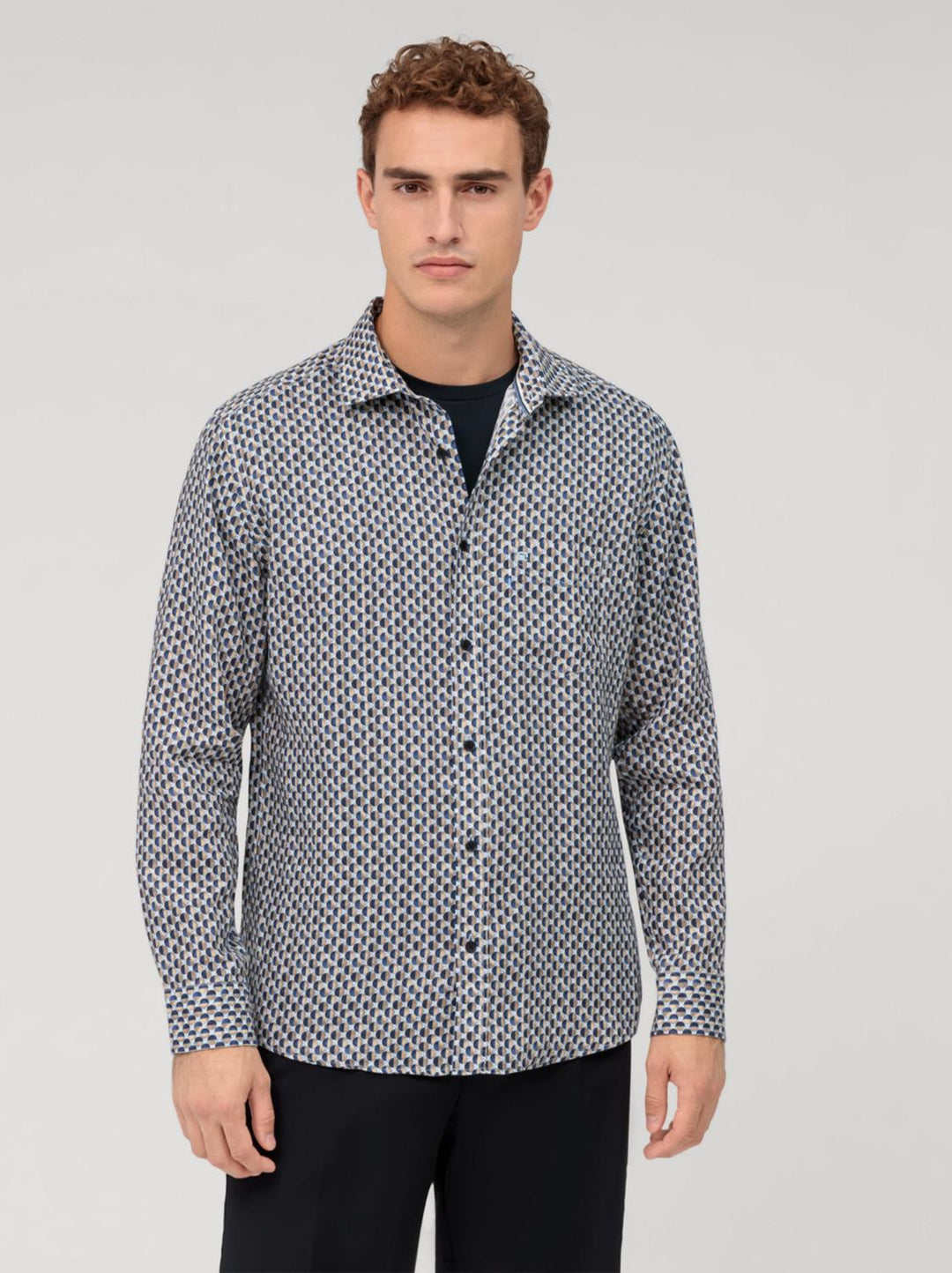 OLYMP Kent casual regular fit-100% linnen-HEREN SHIRTS-Blauw