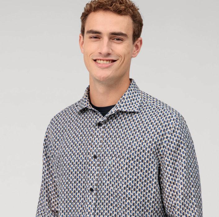 OLYMP Kent casual regular fit-100% linnen-HEREN SHIRTS-Blauw