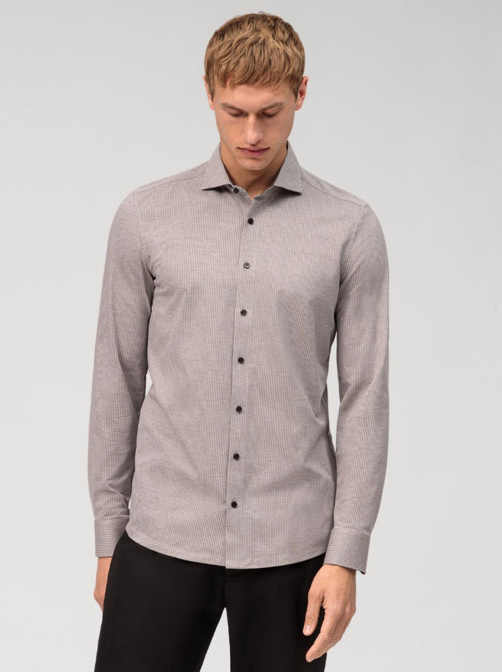 OLYMP Level 5 body fit shirt-92% katoen, 8% elasthaan-HEREN SHIRTS-Bruin