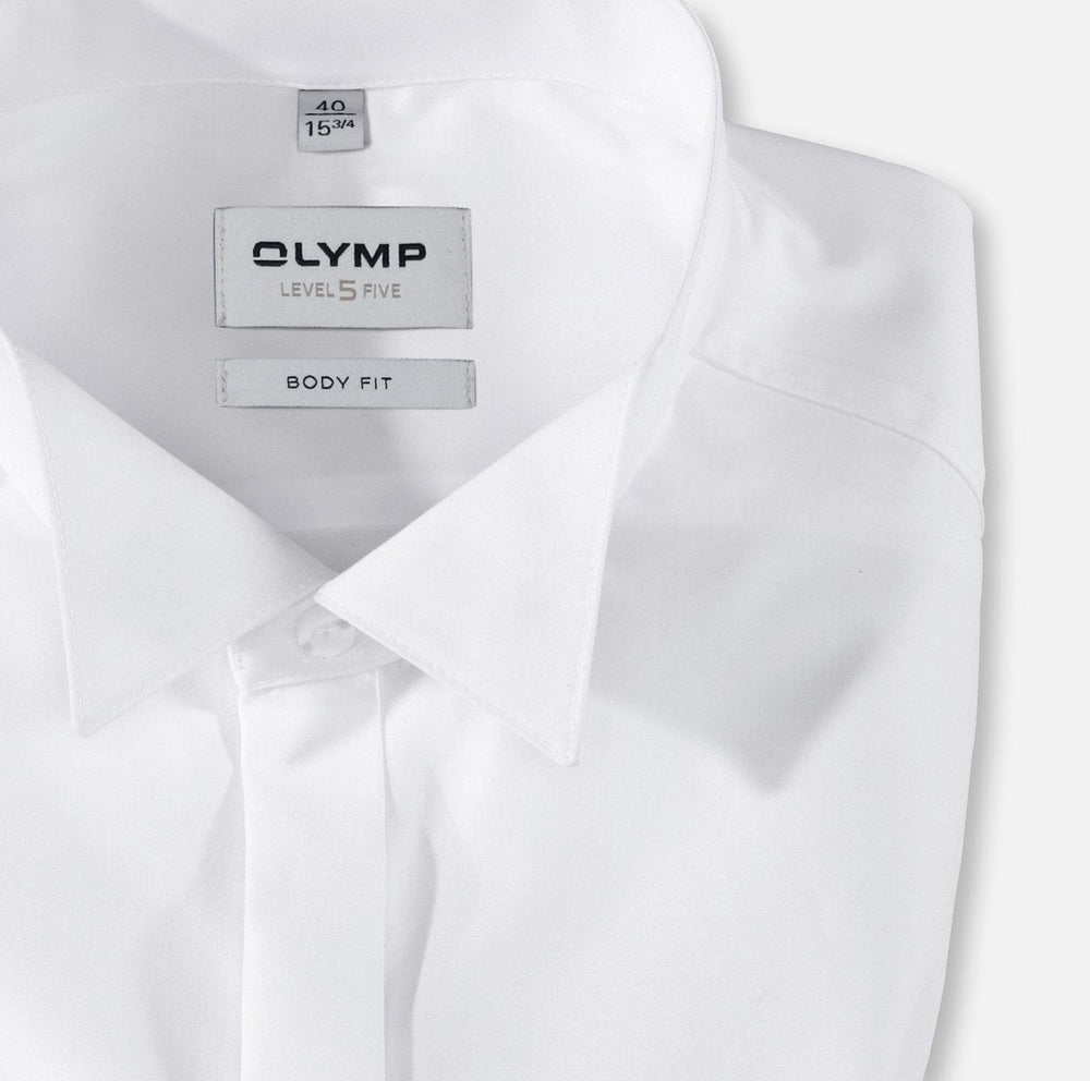 OLYMP Level 5 trouwshirt-97% katoen, 3% elasthaan-HEREN SHIRTS-Wit