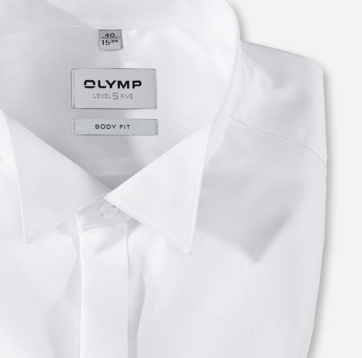 OLYMP Level 5 trouwshirt-97% katoen, 3% elasthaan-HEREN SHIRTS-Wit