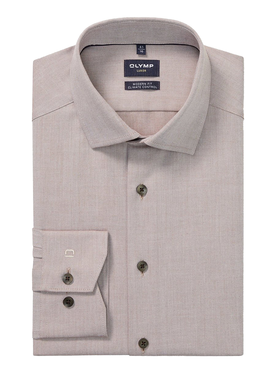 OLYMP Level Five Body Fit Casual Shirt – Beige-100% katoen-HEREN SHIRTS-Beige