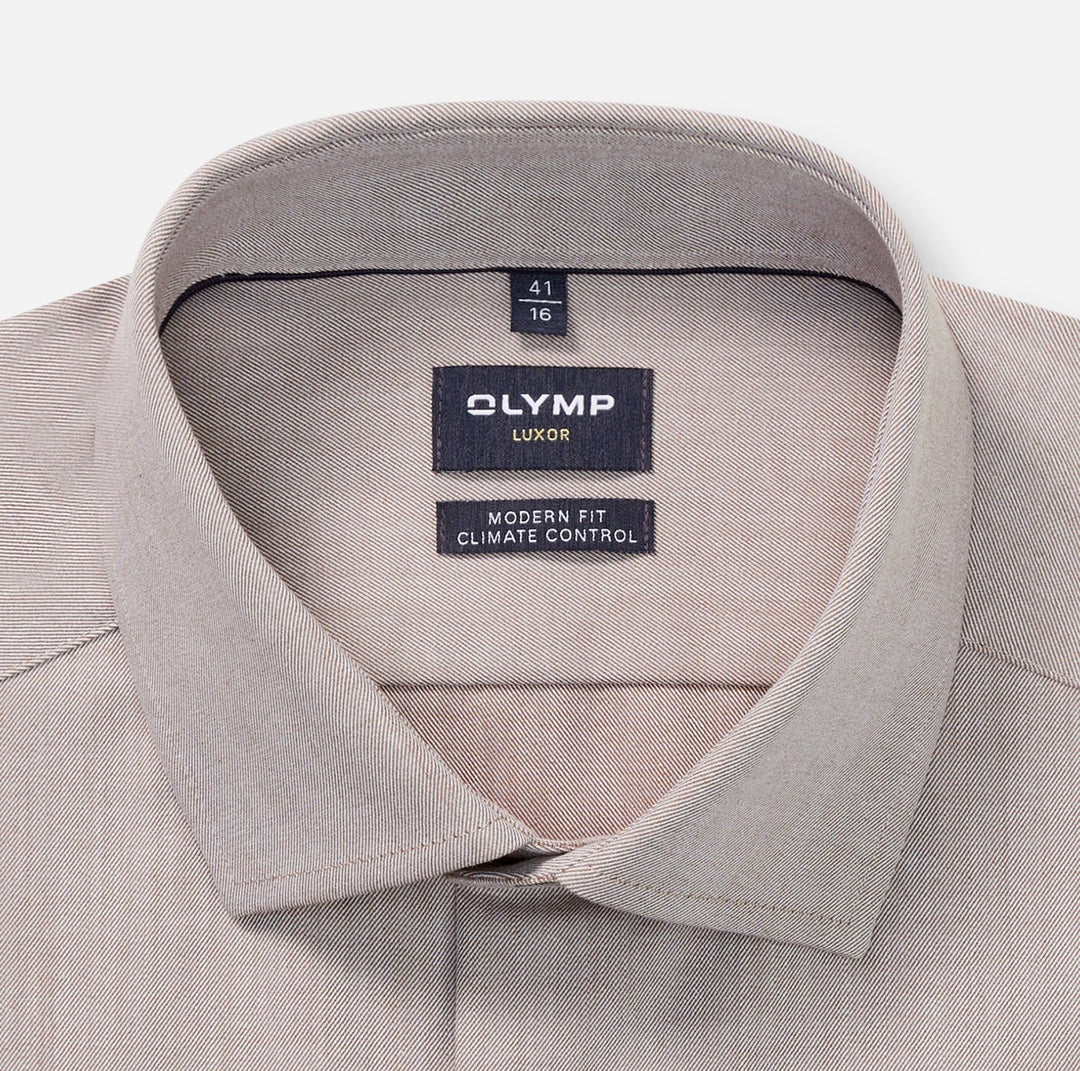 OLYMP Level Five Body Fit Casual Shirt – Beige-100% katoen-HEREN SHIRTS-Beige