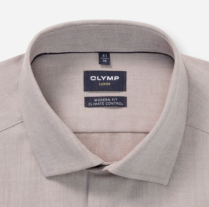 OLYMP Level Five Body Fit Casual Shirt – Beige-100% katoen-HEREN SHIRTS-Beige