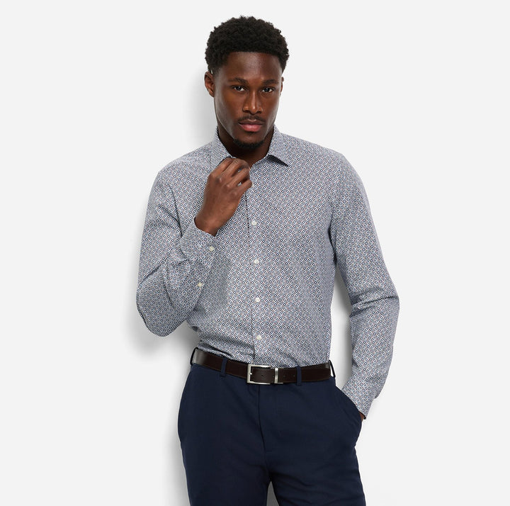 OLYMP Level Five Body Fit Extra Long Sleeve Shirt -100% katoen-HEREN SHIRTS-Blauw