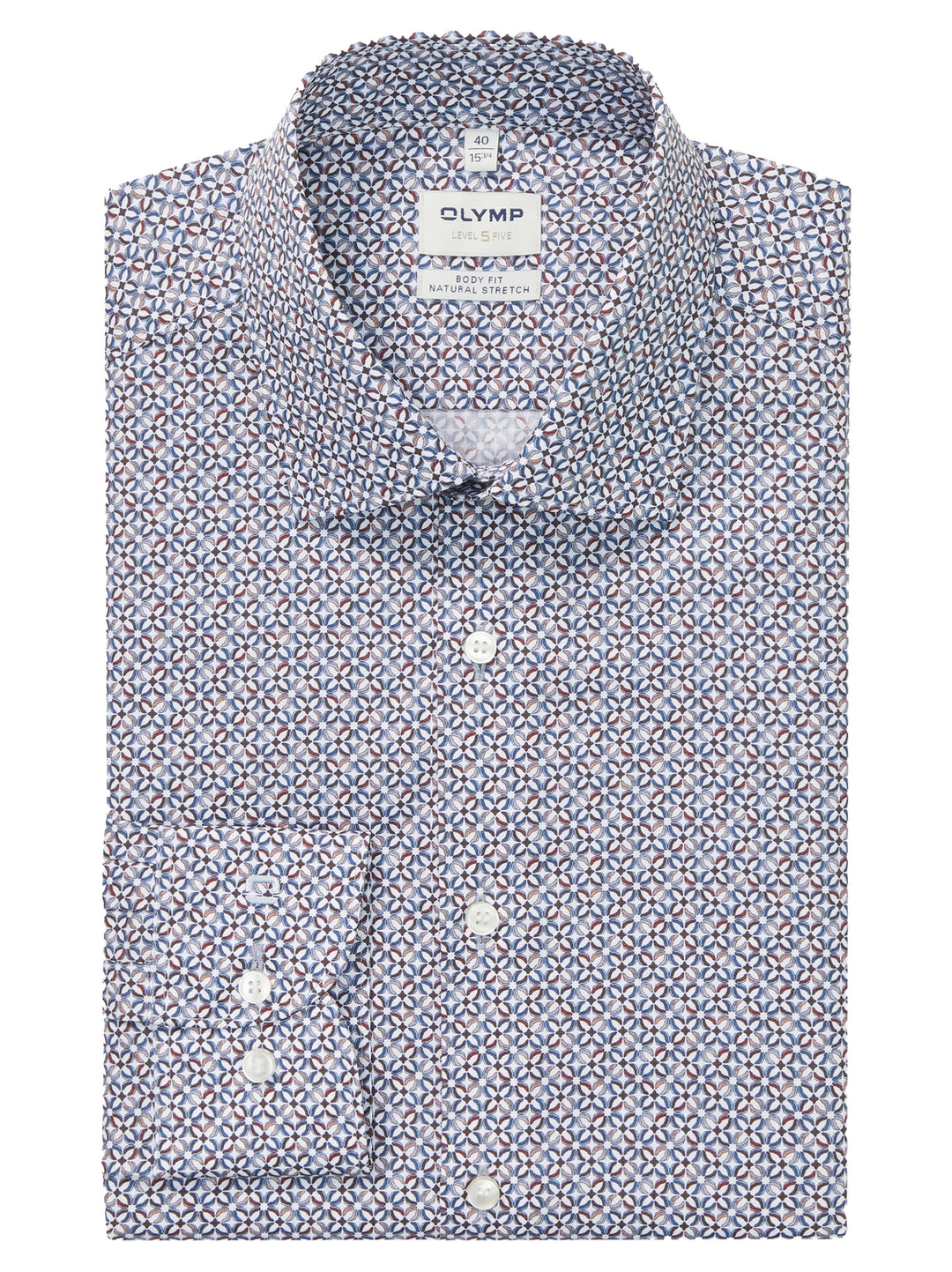 OLYMP Level Five Body Fit Extra Long Sleeve Shirt -100% katoen-HEREN SHIRTS-Blauw