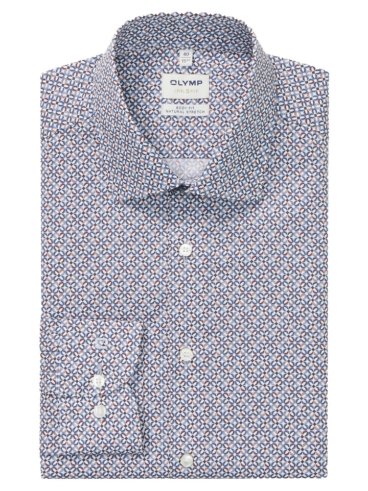 OLYMP Level Five Body Fit Extra Long Sleeve Shirt -100% katoen-HEREN SHIRTS-Blauw