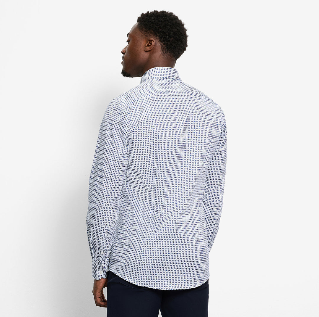 Olymp Level Five Body Fit Extra Long Sleeve Shirt -97% katoen, 3% elastolefine-HEREN SHIRTS-Wit