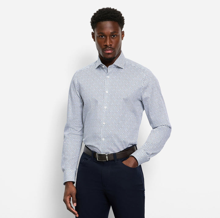 Olymp Level Five Body Fit Extra Long Sleeve Shirt -97% katoen, 3% elastolefine-HEREN SHIRTS-Wit