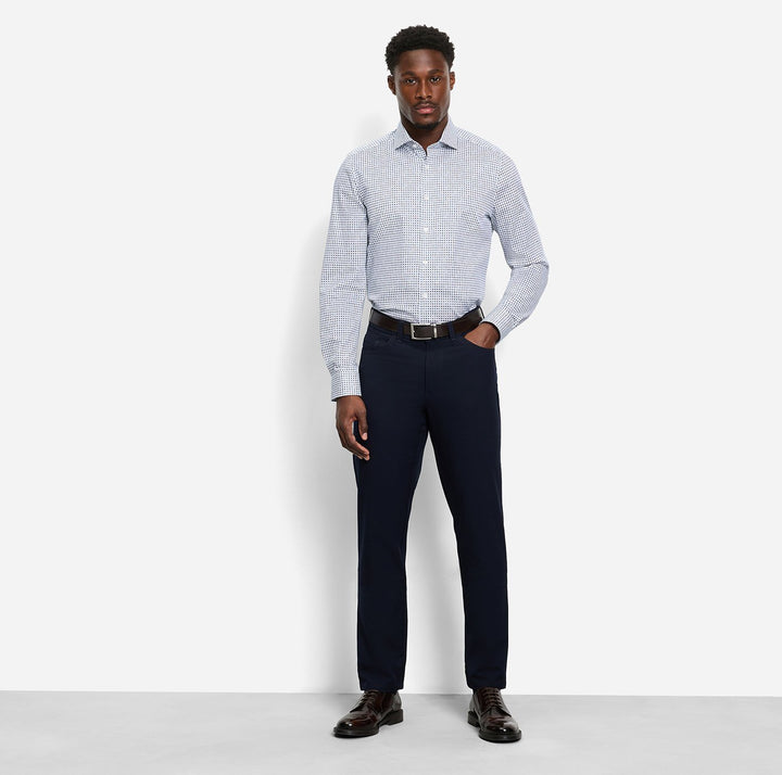 Olymp Level Five Body Fit Extra Long Sleeve Shirt -97% katoen, 3% elastolefine-HEREN SHIRTS-Wit