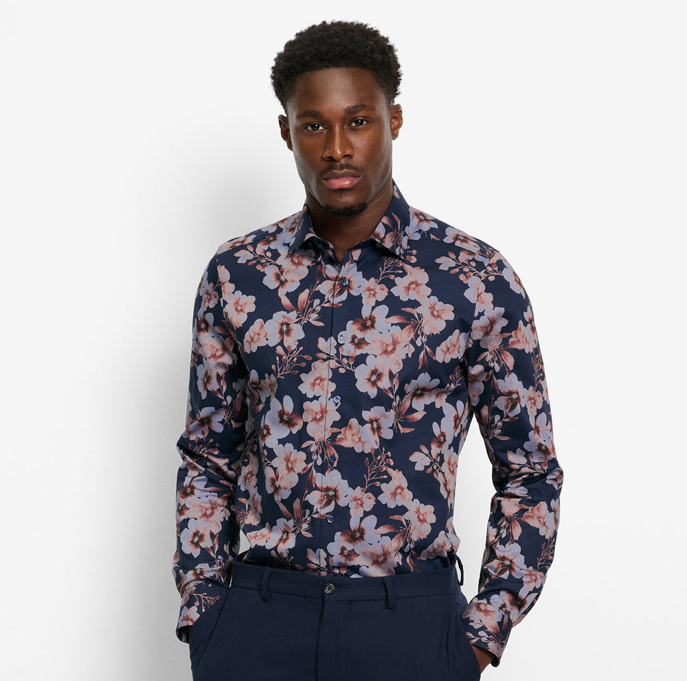 OLYMP Level Five Body Fit Shirt – Blauw-100% katoen-HEREN SHIRTS-Blauw