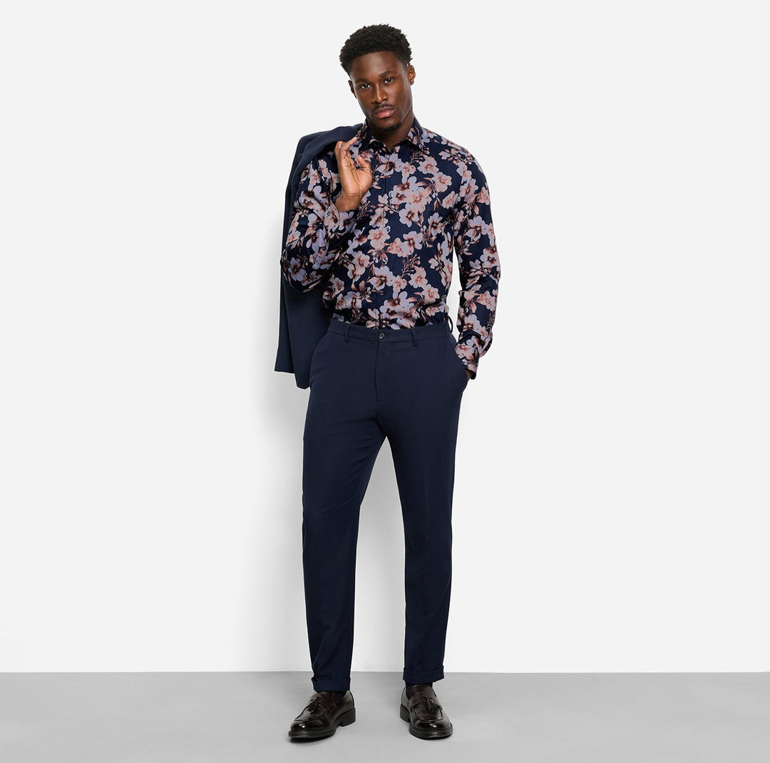 OLYMP Level Five Body Fit Shirt – Blauw-100% katoen-HEREN SHIRTS-Blauw