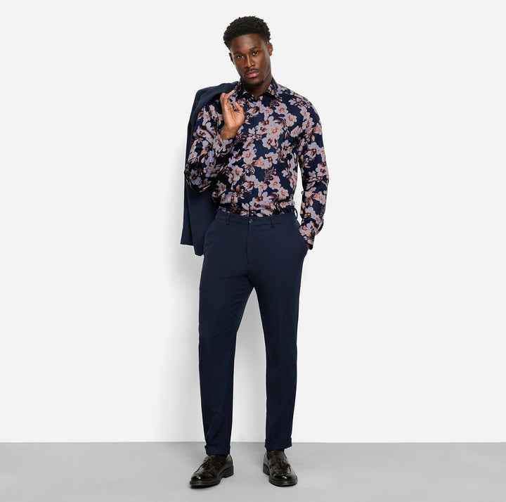 OLYMP Level Five Body Fit Shirt – Blauw-100% katoen-HEREN SHIRTS-Blauw