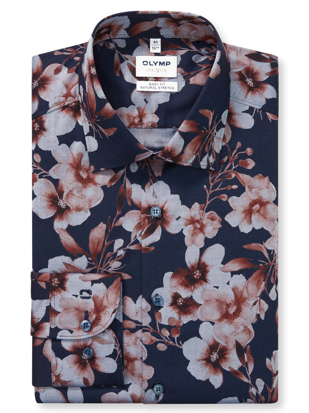 OLYMP Level Five Body Fit Shirt – Blauw-100% katoen-HEREN SHIRTS-Blauw