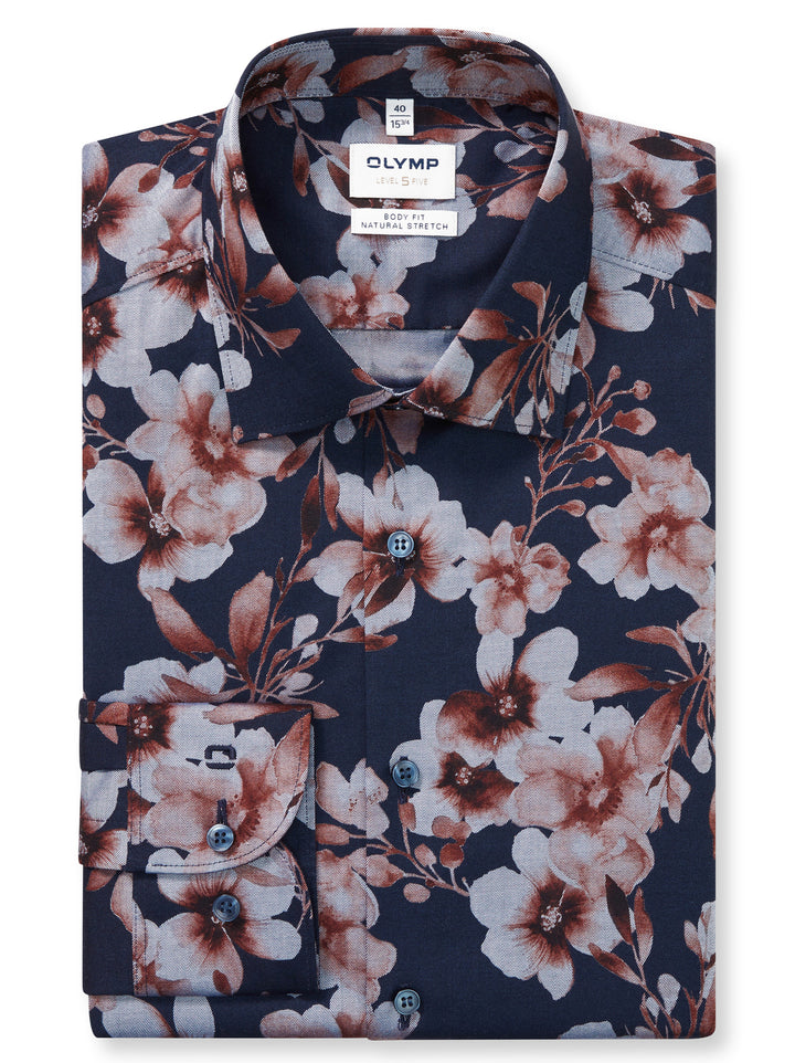 OLYMP Level Five Body Fit Shirt – Blauw-100% katoen-HEREN SHIRTS-Blauw