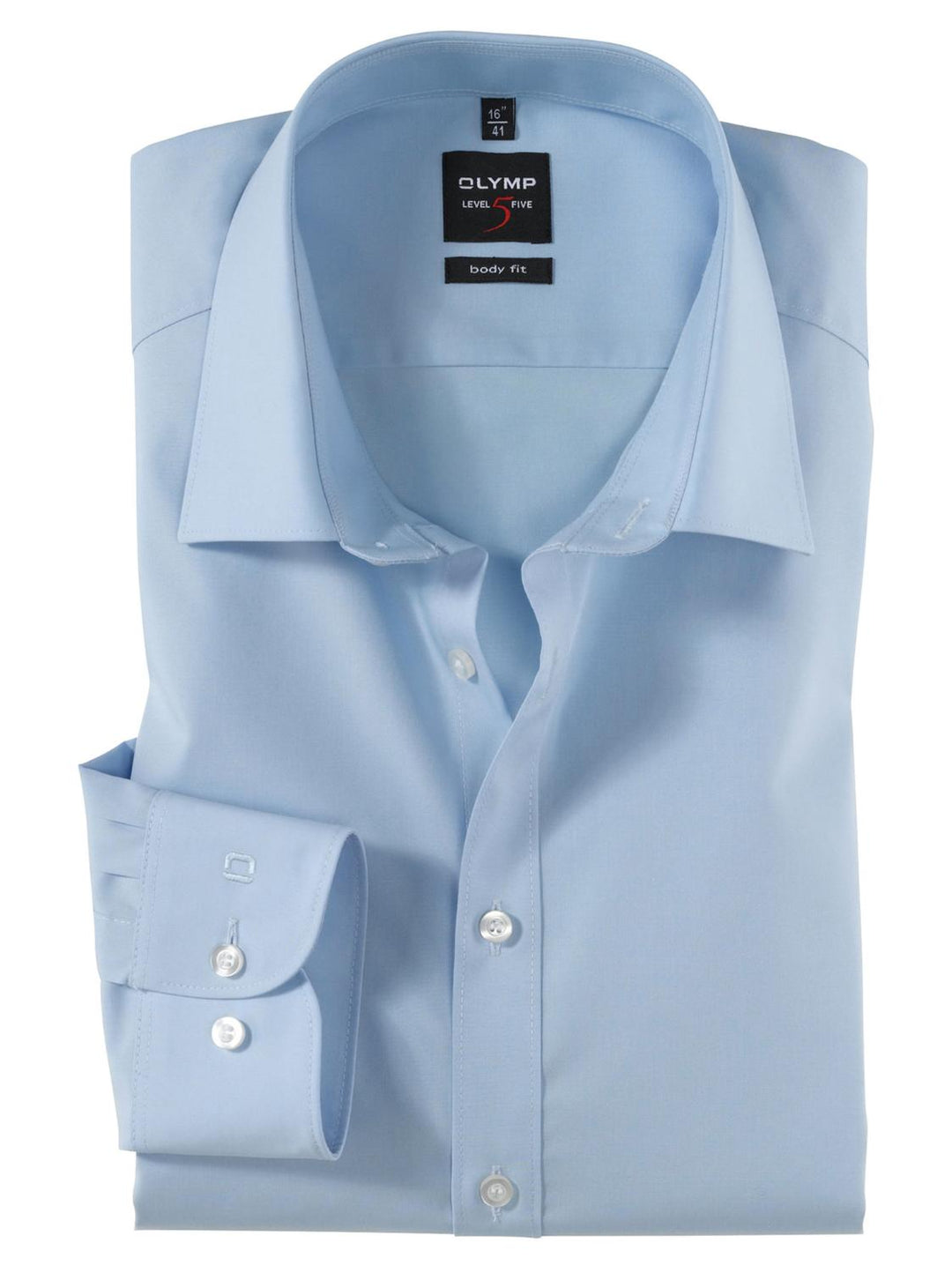 OLYMP Level five Bodyfit-97% katoen, 3% elasthaan-HEREN SHIRTS-Blauw