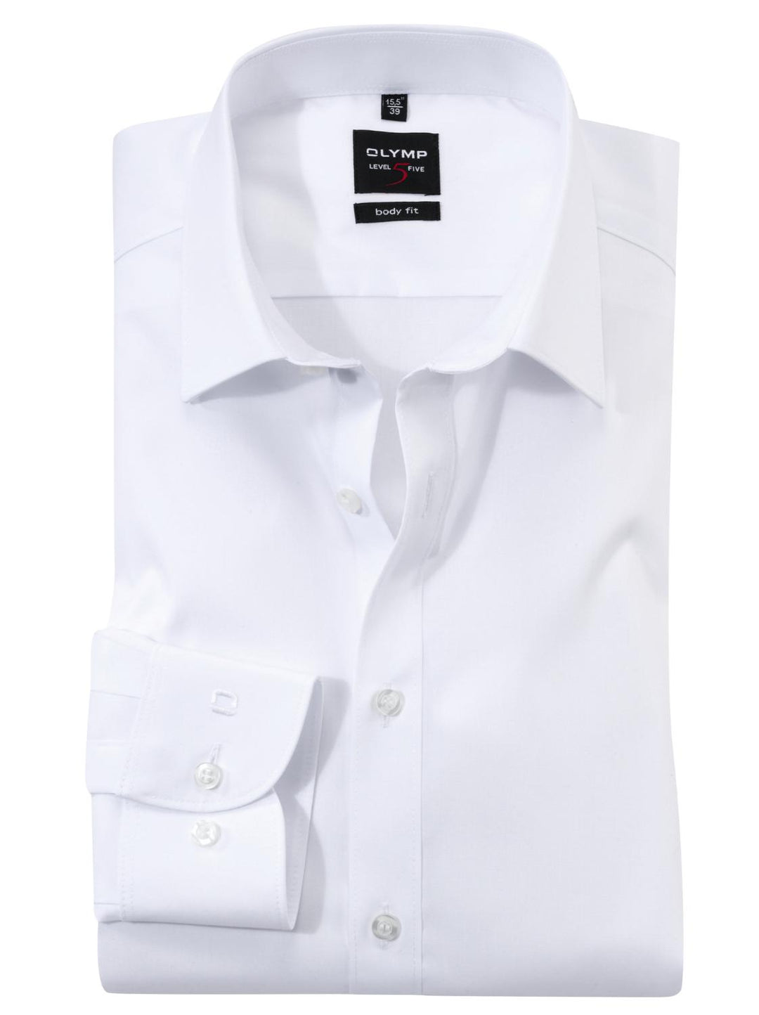 OLYMP Level five Bodyfit-97% katoen, 3% elasthaan-HEREN SHIRTS-Wit